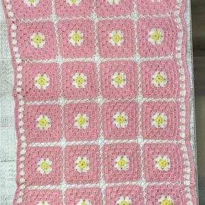 Charming Pink and White Crochet baby Blanket